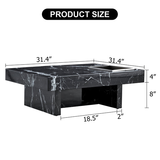 Modern black MDF round coffee table with minimalist pattern, 31.4 inches diameter, sleek and stylish for contemporary living spaces.