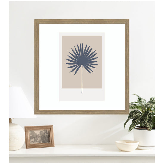 Botanical Palm colorblock framed wall art by kateandlaurel, featuring vibrant green and neutral tones in a modern printed design.