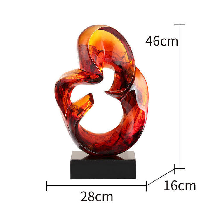 Resin Circle Sculpture — Translucent Wabi-Sabi Accent Piece in Blue or Red
