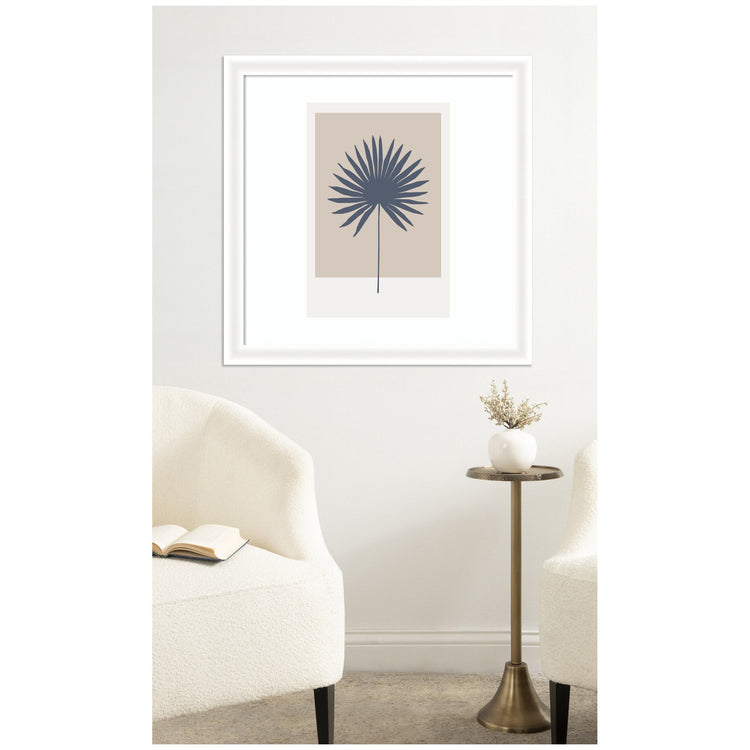 Botanical Palm colorblock framed wall art by kateandlaurel, featuring vibrant green palm leaves in a modern printed art design.