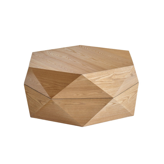 Retro Polygon Flip Top Coffee Table | Geometric Wood Coffee Table with Storage - Modern Home & Kitchen