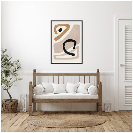 Neutral abstract framed canvas wall art by kateandlaurel featuring minimal, modern design for stylish interior decor.