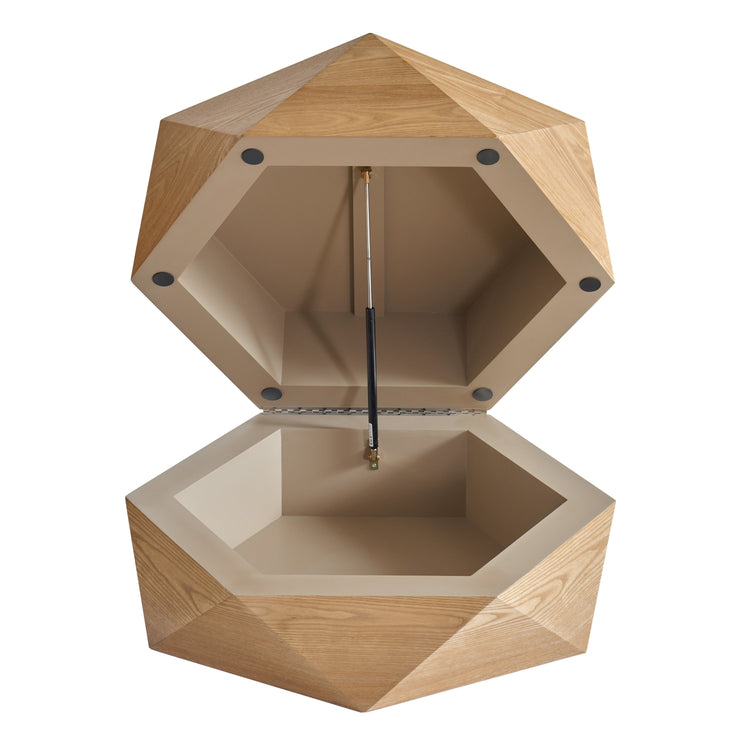 Retro Polygon Flip Top Coffee Table | Geometric Wood Coffee Table with Storage - Modern Home & Kitchen