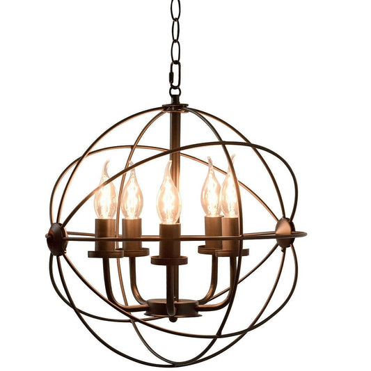 5 Light Modern Black Iron Sphere Chandelier | Modern Home & Kitchen