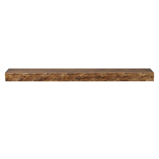 Hewn Kitchen floating shelf by Dogberrycollections, aged oak finish, hand-textured solid poplar, 24 to 72 inches long, wall-mounted.