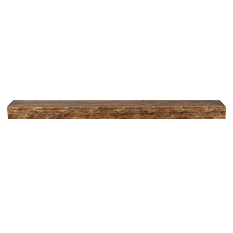 Hewn Kitchen floating shelf by Dogberrycollections, aged oak finish, hand-textured solid poplar, 24 to 72 inches long, wall-mounted.