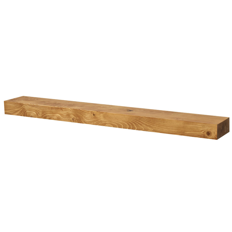 Smooth Solid Floating Timber Fireplace Mantel Shelf | Natural Wood Wall Decor
