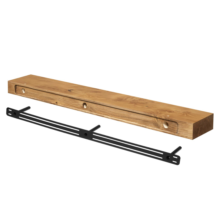 Smooth Solid Floating Timber Fireplace Mantel Shelf | Natural Wood Wall Decor