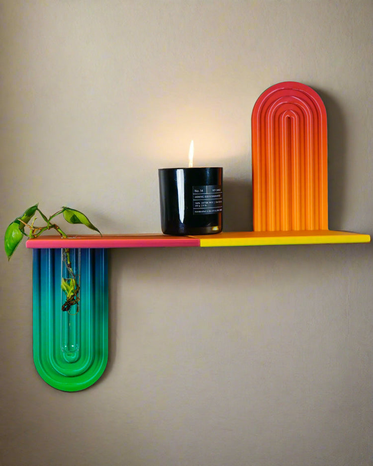Modern Floating Wall Shelf | Unique Arch Oval 3D Printed Decor Shelf for Entryway