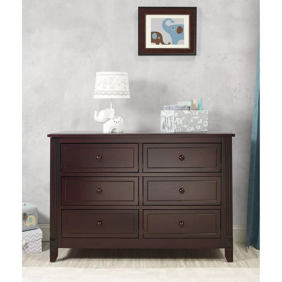 SF Home Kids Bedroom 6-Drawer Dresser in Espresso Wood Finish - Modern Home & Kitchen