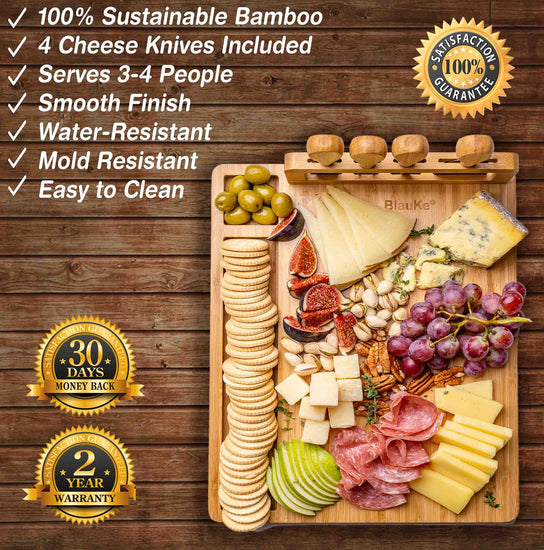 Bamboo Cheese Board & Knife Set in US | Modern Home & Kitchen