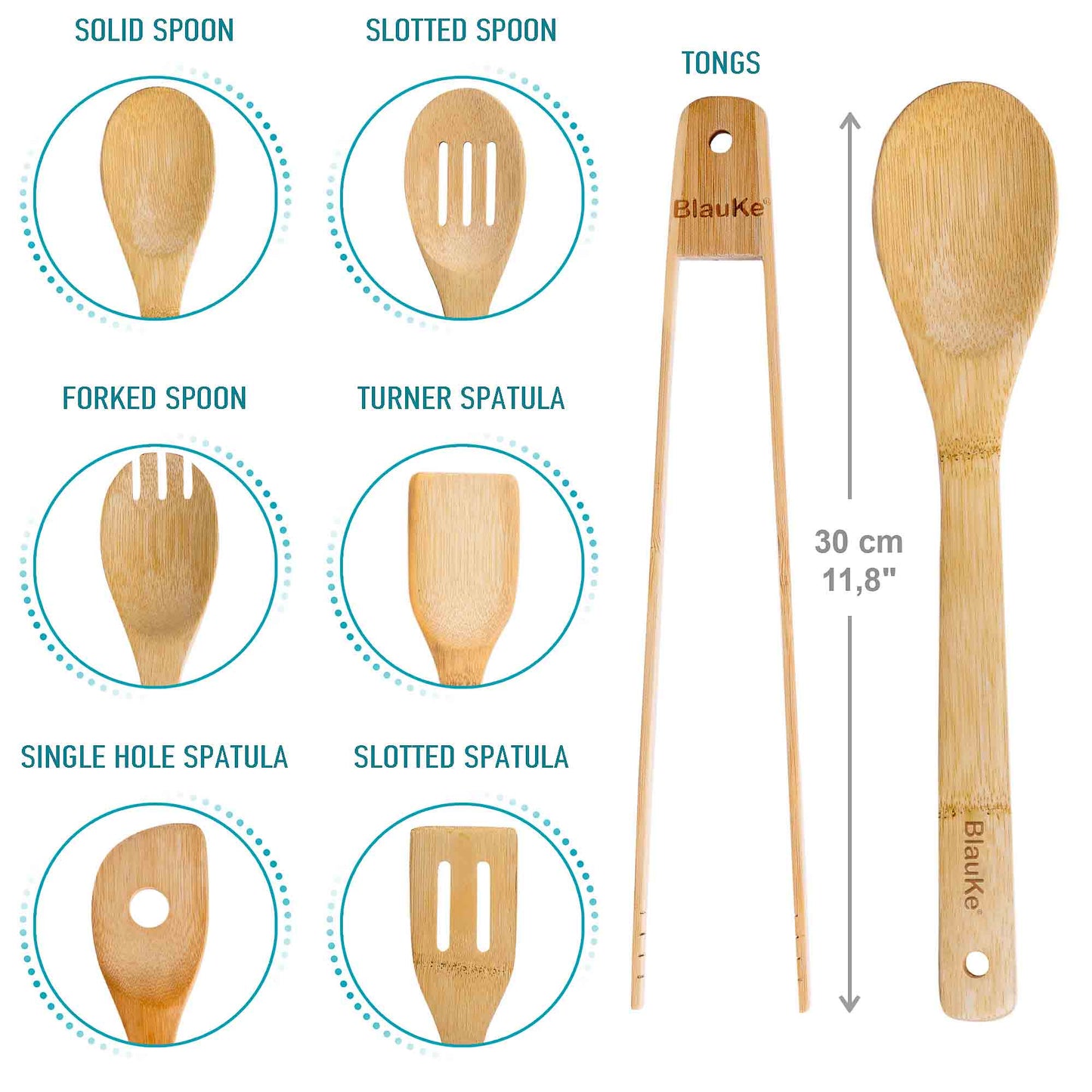 Premium 7-Piece Bamboo Kitchen Utensils Set – Eco-Friendly, Durable & Perfect for Cooking