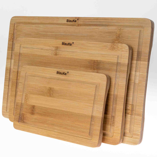 Eco-friendly cutting board set with large, medium, and small sizes