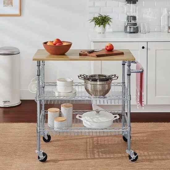 Kitchen Island Cart with Wood Top and Storage | Modern Home & Kitchen