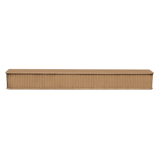 Chestnut fluted wood fireplace mantel shelf by Dogberrycollections showcasing detailed fluted design and natural wood finish.
