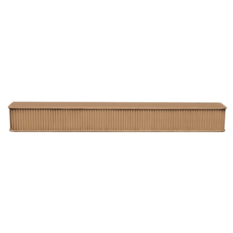 Chestnut fluted wood fireplace mantel shelf by Dogberrycollections showcasing detailed fluted design and natural wood finish.