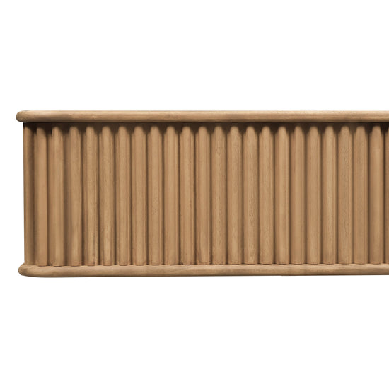 Real wood fluted fireplace mantel shelf in chestnut finish by Dogberrycollections, showcasing detailed fluted design and craftsmanship.