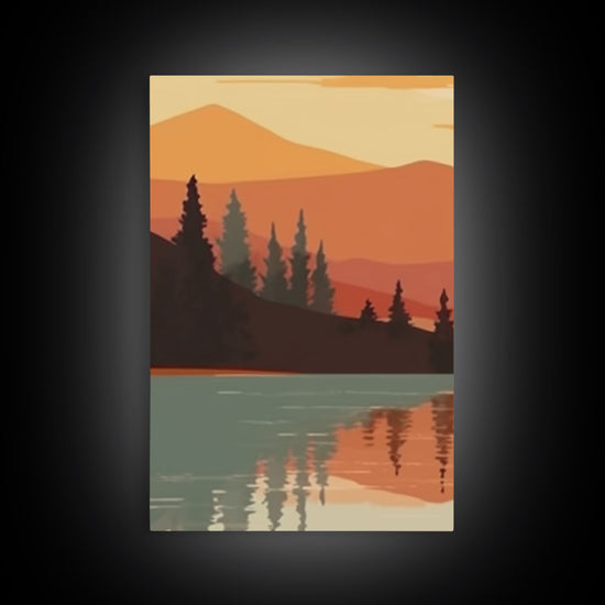 Sunset Forest 3-piece framed canvas wall art set by NuevArt featuring boho abstract forest and sunset designs for stylish decor.