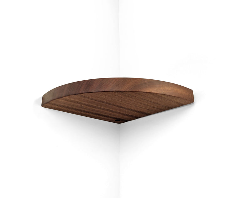 Floating Corner Shelf with Cord Hole in Mahogany