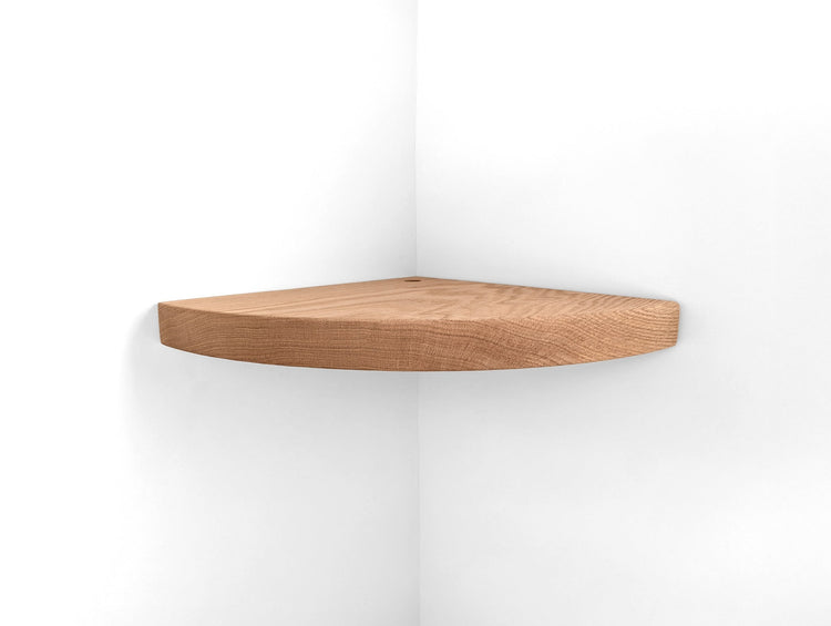 Floating Corner Shelf with Cord Hole in Mahogany