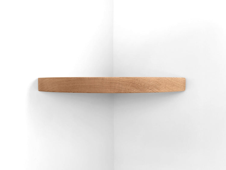 Floating Corner Shelf with Cord Hole in Mahogany