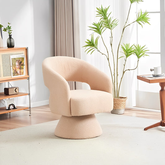 Wingback Swivel Chair – Cream Teddy Faux Fur