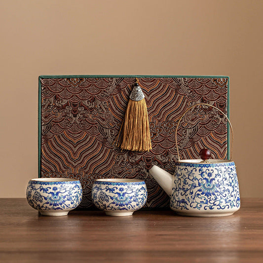 Luxury Tea Set Gift Box – Elegant Ceramic Kettle & Mugs