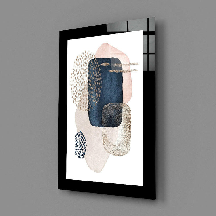 Abstract glass wall art by Insigneart USA featuring modern tempered glass decor with vibrant, colorful geometric patterns.