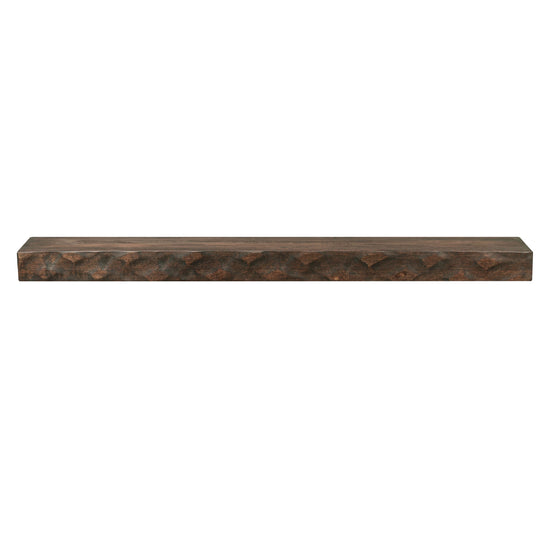 Hewn Kitchen floating shelf by Dogberrycollections, hand-textured solid poplar in dark chocolate finish, 24 to 72 inches long.