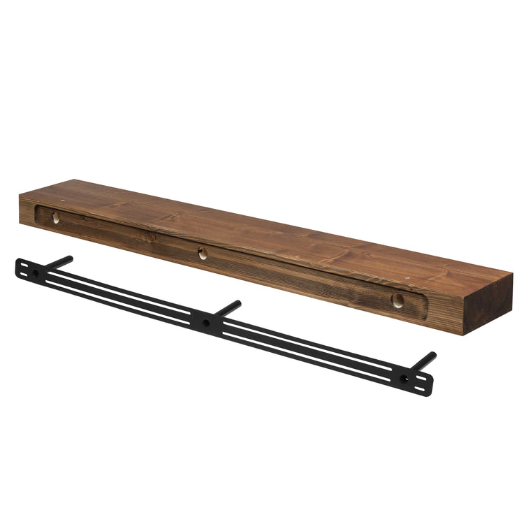 Smooth Solid Floating Timber Fireplace Mantel Shelf | Natural Wood Wall Decor