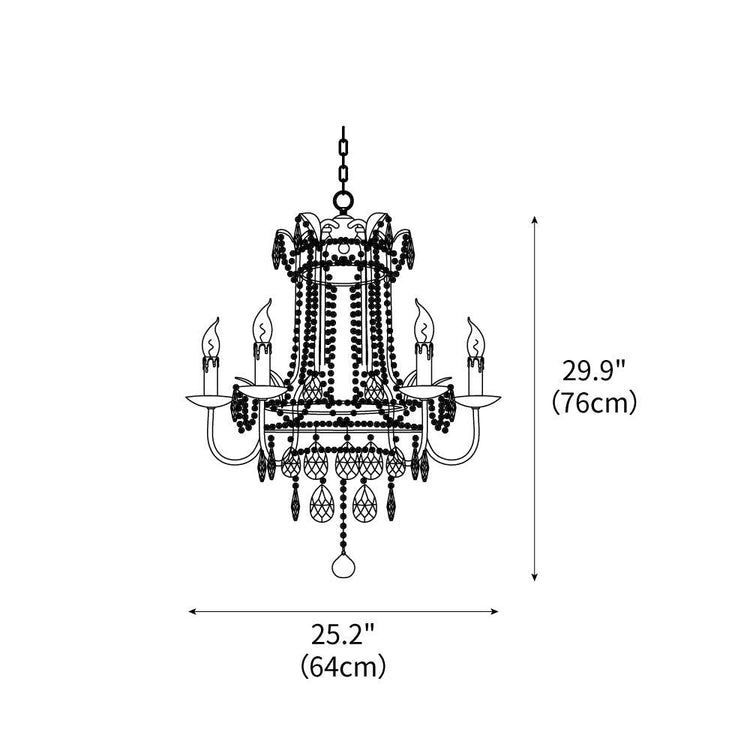 Early American Mooiehome chandelier, 25.2-inch antique-style lighting fixture with multiple candle-style bulbs and ornate metal details.