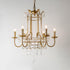 Early American style Mooiehome chandelier measuring 25.2 inches with multiple candle-style lights and vintage bronze finish.