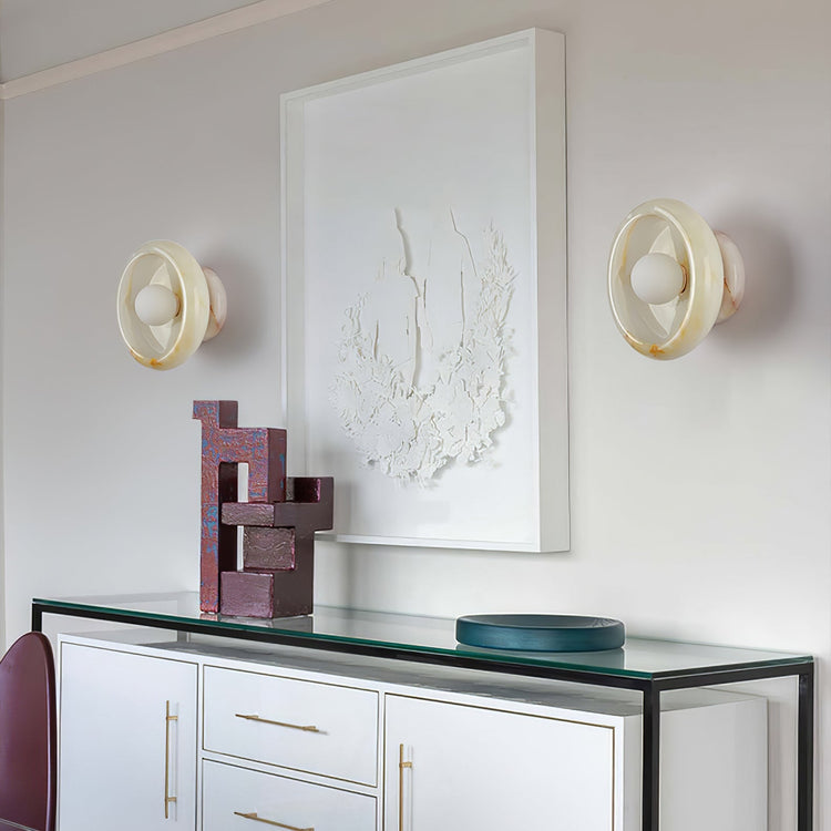 Mooiehome Eclipse Jade Wall Sconce 9.8-inch wall lamp with sleek, modern design and jade-colored glass shade.