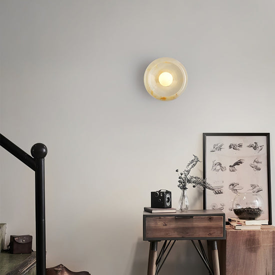 Mooiehome Eclipse Jade Wall Sconce, 9.8-inch modern wall lamp with jade-colored glass shade and sleek design.