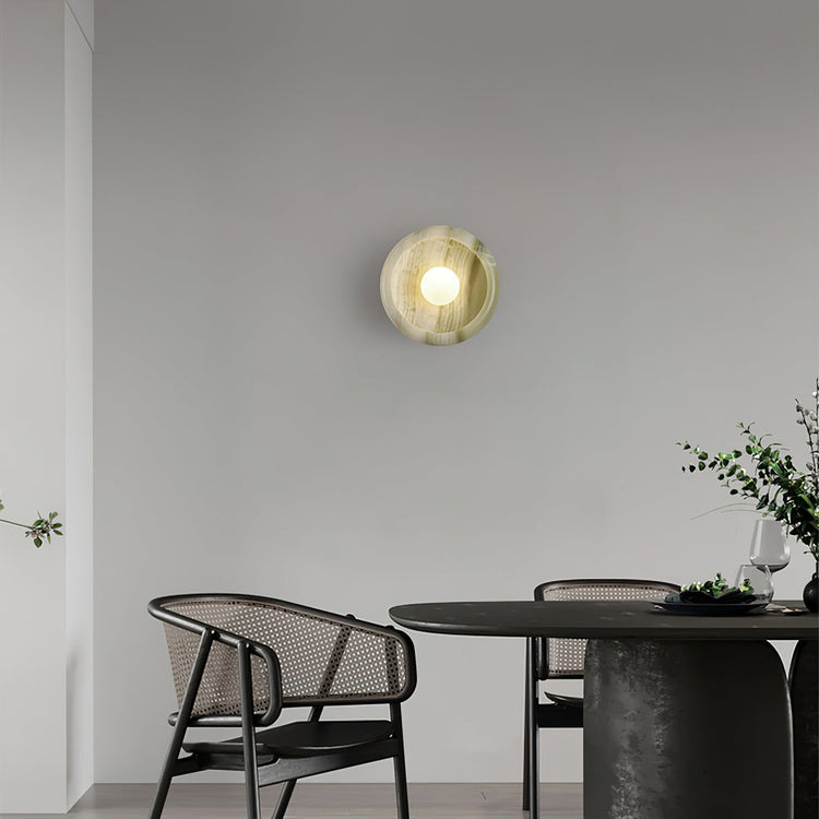 Mooiehome Eclipse Jade Wall Sconce 9.8-inch wall lamp with a sleek, modern design and jade-colored glass shade.