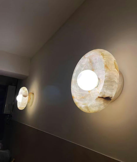 Mooiehome Eclipse Jade Wall Sconce 9.8-inch modern wall lamp with jade glass shade and sleek design, mounted on a wall.