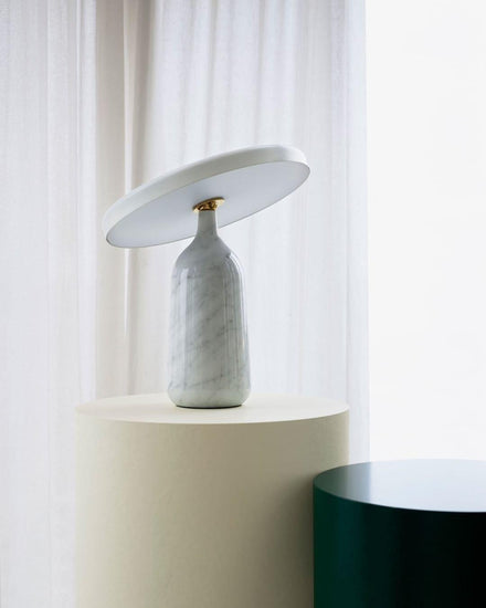 Mooiehome Eddy table lamp with 12.6-inch height, modern design, white shade, and sleek base for contemporary home lighting.