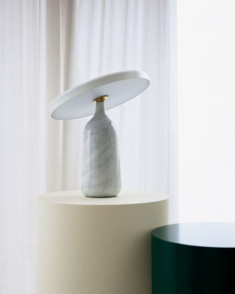 Mooiehome Eddy table lamp with 12.6-inch height, modern design, white shade, and sleek base for contemporary home lighting.