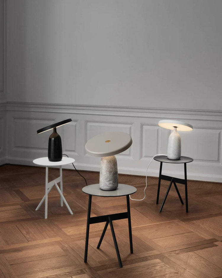 Mooiehome Eddy 12.6-inch table lamp with a sleek, modern design and a white lampshade on a wooden base.