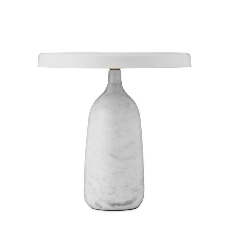 Mooiehome Eddy 12.6-inch table lamp with a modern design and neutral-colored shade on a wooden surface.
