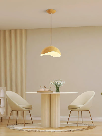 Mooiehome Eden Ripple Pendant Lamp, 11.8-inch modern pendant light with textured ripple design hanging from ceiling.