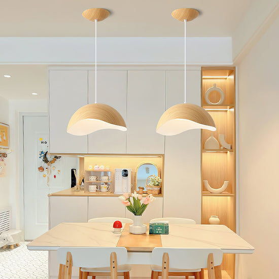Mooiehome Eden Ripple Pendant Lamp, 11.8-inch modern pendant light with textured ripple design hanging from ceiling.