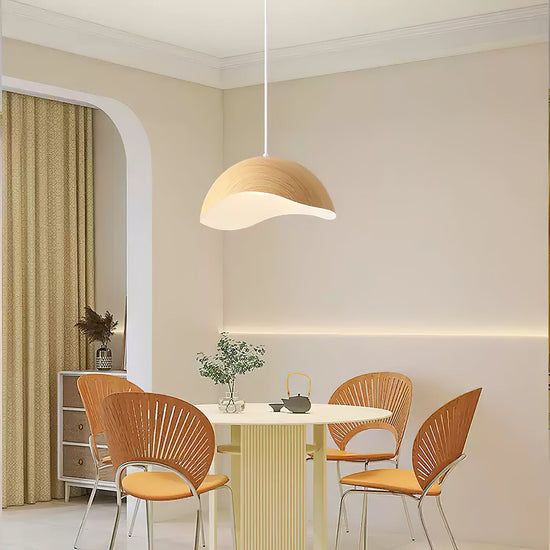 Mooiehome Eden Ripple Pendant Lamp, 11.8-inch modern pendant light with textured ripple design hanging from ceiling.