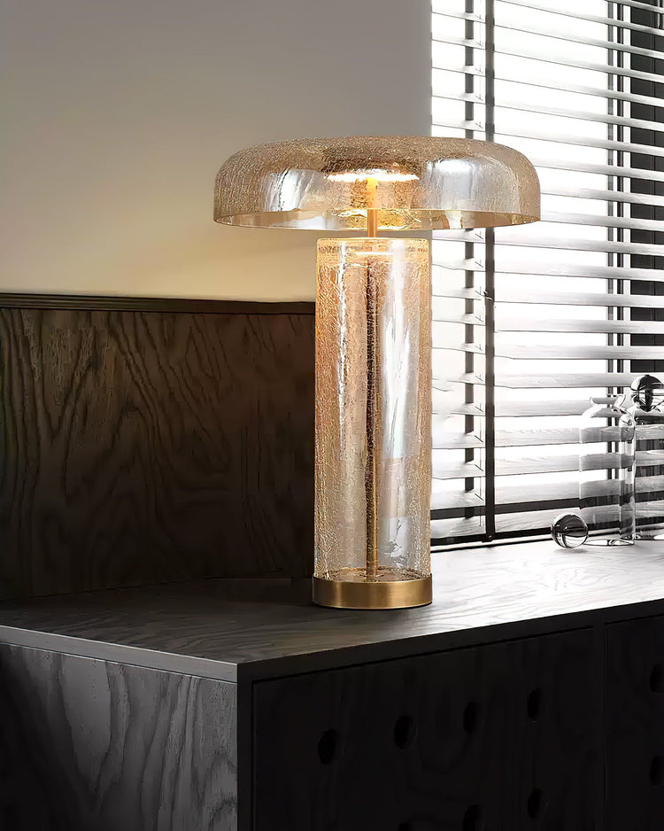Mooiehome Eira Crackle Table Lamp with textured ceramic base and fabric shade, ideal for modern living room decor