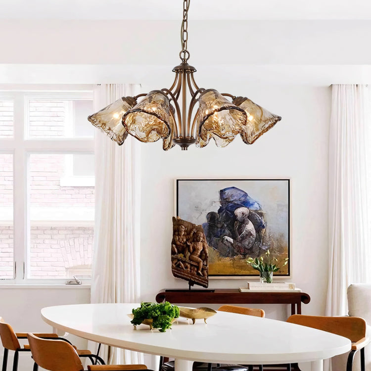 Elegant Elvarin Chandelier by Mooiehome, featuring intricate design with multiple hanging lights for sophisticated interior lighting.