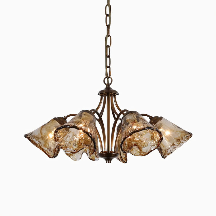 Elvarin Chandelier by Mooiehome featuring a modern design with multiple glass and metal light fixtures hanging elegantly.