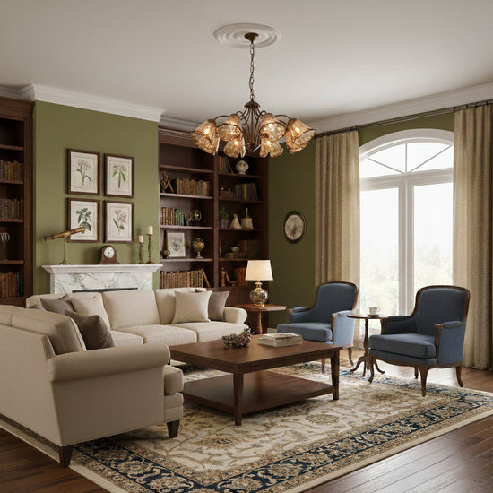 Elvarin chandelier by Mooiehome featuring elegant hanging glass pendants and a sleek modern design.