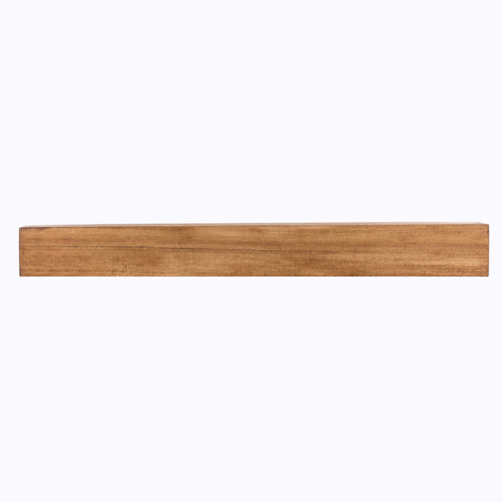Aged oak farmhouse floating wood fireplace mantel by Dogberrycollections, showcasing rustic charm and natural wood grain details.
