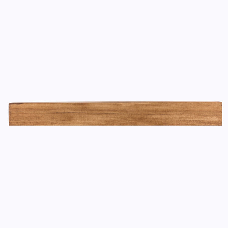 Aged oak farmhouse floating wood fireplace mantel by Dogberrycollections, showcasing rustic charm and natural wood grain details.