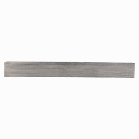 Farmhouse ash gray poplar wood floating fireplace mantel by Dogberrycollections with a rustic farmhouse design.